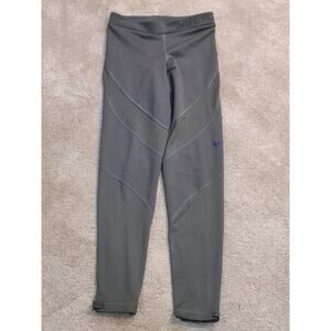 Nike Pro Hyperwarm XS Gray Pants Purple Swoosh